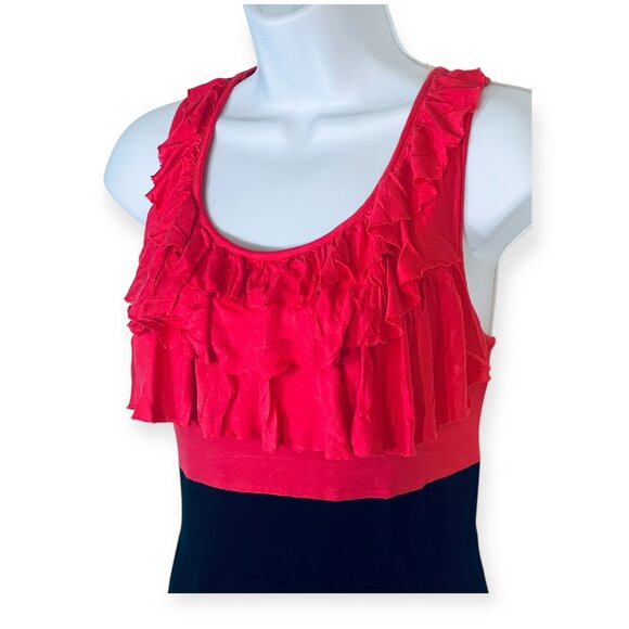 VOLUME ONE DRESSES Short Ruffled Bodice Chest Red Black L Reg Sleeveless Cotton - Picture 3 of 4
